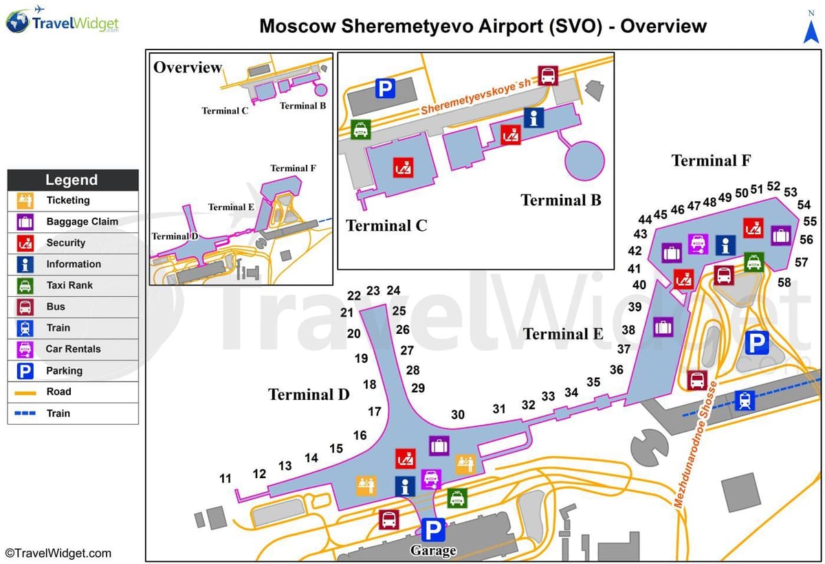 ਮਾਸਕੋ Sheremetyevo ਹਵਾਈ ਅੱਡੇ ਦਾ ਨਕਸ਼ਾ